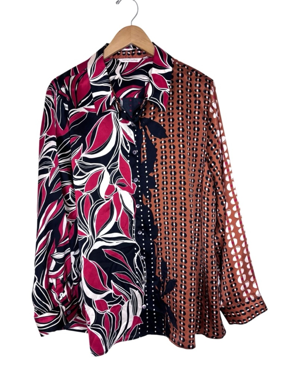 Soft Surroundings Silk Blouse Artsy Print‎ 2X